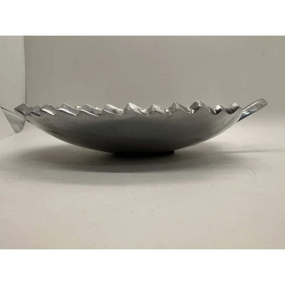Cast‎ Aluminum Leaf Tray Bowl Silver Decorative Dish India 9